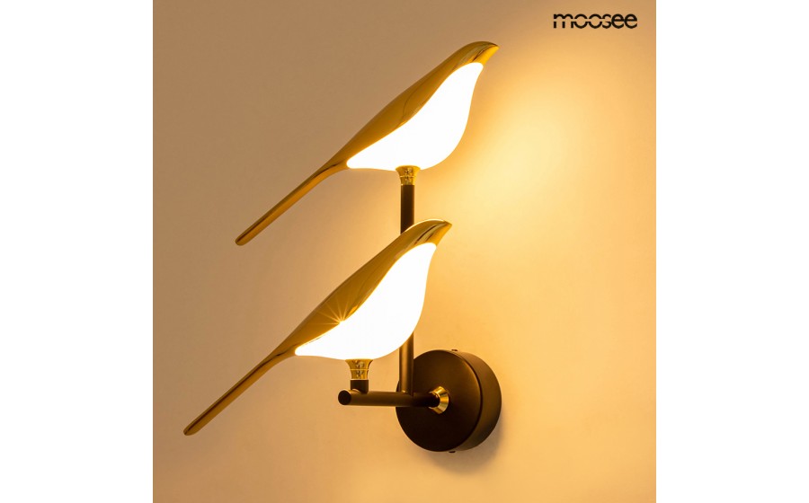 MOOSEE lampa ścienna BIRD TWIN złota