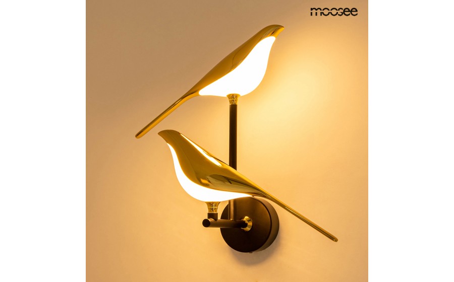 MOOSEE lampa ścienna BIRD TWIN złota