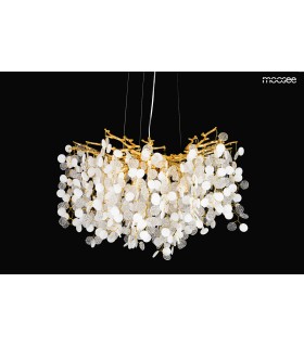 MOOSEE, lampa wisząca, RIVIERA 60 złota, ekskluzywna oprawa, akrylowe klosze, efektowne oświetlenie, salon urody, restauracja