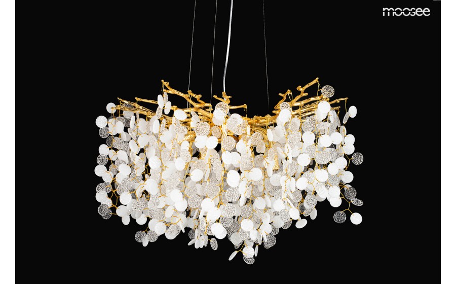 MOOSEE, lampa wisząca, RIVIERA 60 złota, ekskluzywna oprawa, akrylowe klosze, efektowne oświetlenie, salon urody, restauracja