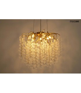 MOOSEE, lampa wisząca, RIVIERA 60 złota, przezroczyste klosze, ekskluzywna oprawa, efektowne oświetlenie, salon urody,