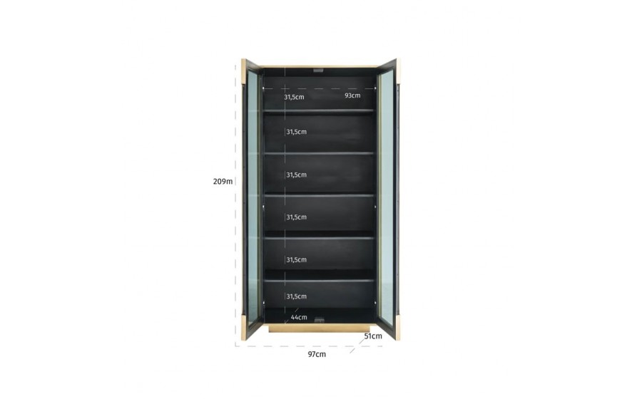 RICHMOND komoda FINSBURY 209 cm -  mosiądz, szkło, MDF