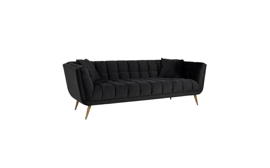 RICHMOND sofa HUXLEY ANTRACIET - welur, szczotkowane złoto