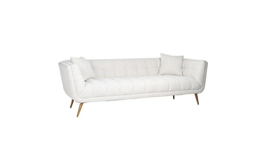 RICHMOND sofa HUXLEY BOUCLE - biała, szczotkowane złoto