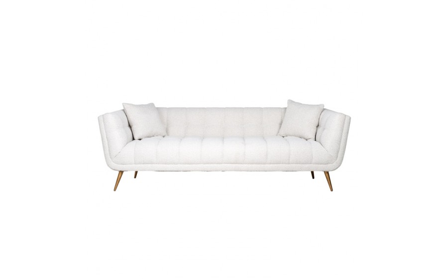 RICHMOND sofa HUXLEY BOUCLE - biała, szczotkowane złoto