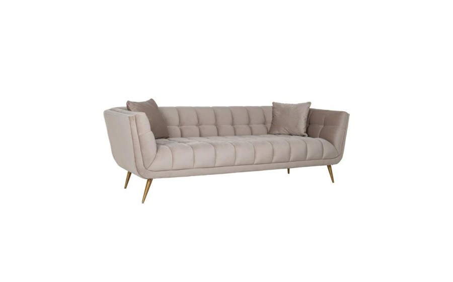 RICHMOND sofa HUXLEY KHAKI - welur, szczotkowane złoto