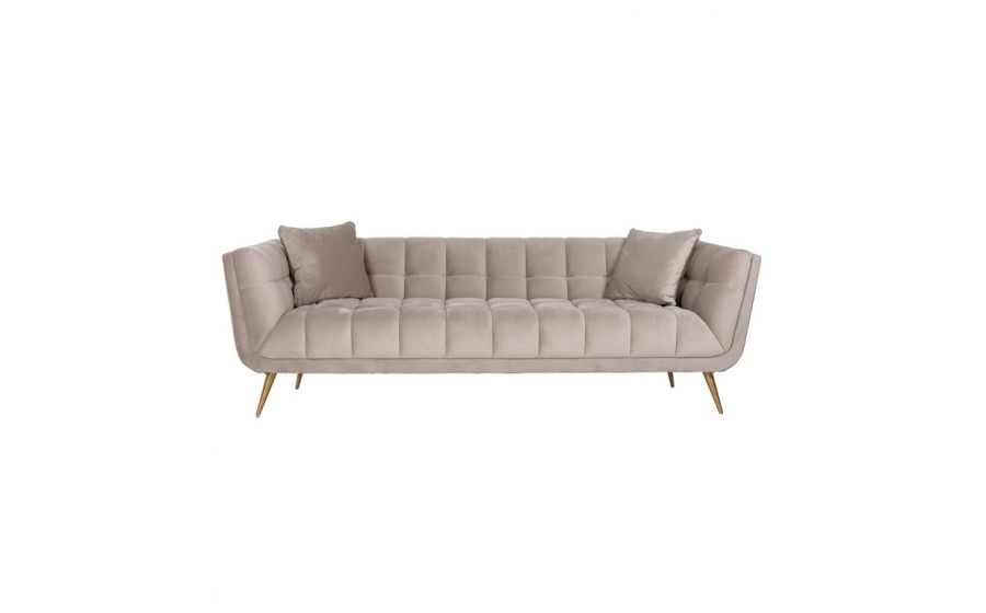 RICHMOND sofa HUXLEY KHAKI - welur, szczotkowane złoto