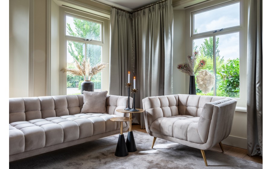 RICHMOND sofa HUXLEY KHAKI - welur, szczotkowane złoto