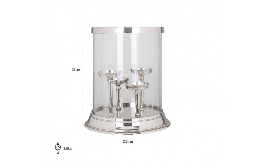 RICHMOND świecznik HURRICANE EVI 4 srebrny