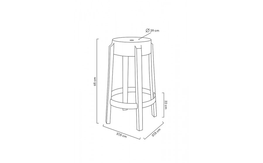 Krzesło barowe CHARLES 65 transparentne - poliwęglan