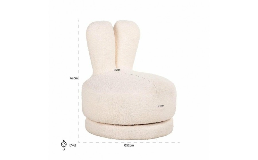 RICHMOND fotel dziecięcy BUNNY biały - funkcja obrotowa