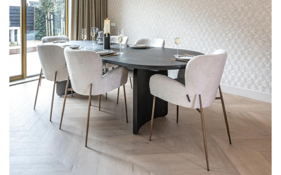 RICHMOND krzesło tapicerowane AMBER jasnobeżowe - trudnopalne