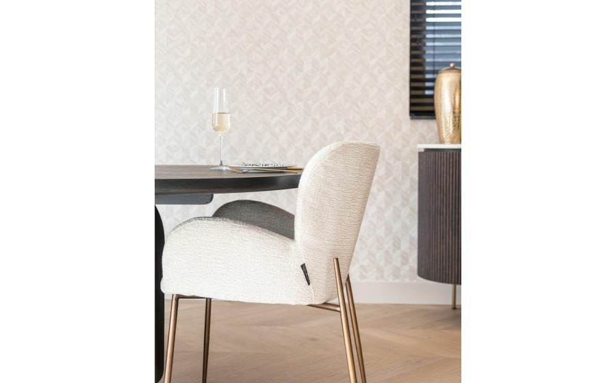 RICHMOND krzesło tapicerowane AMBER jasnobeżowe - trudnopalne