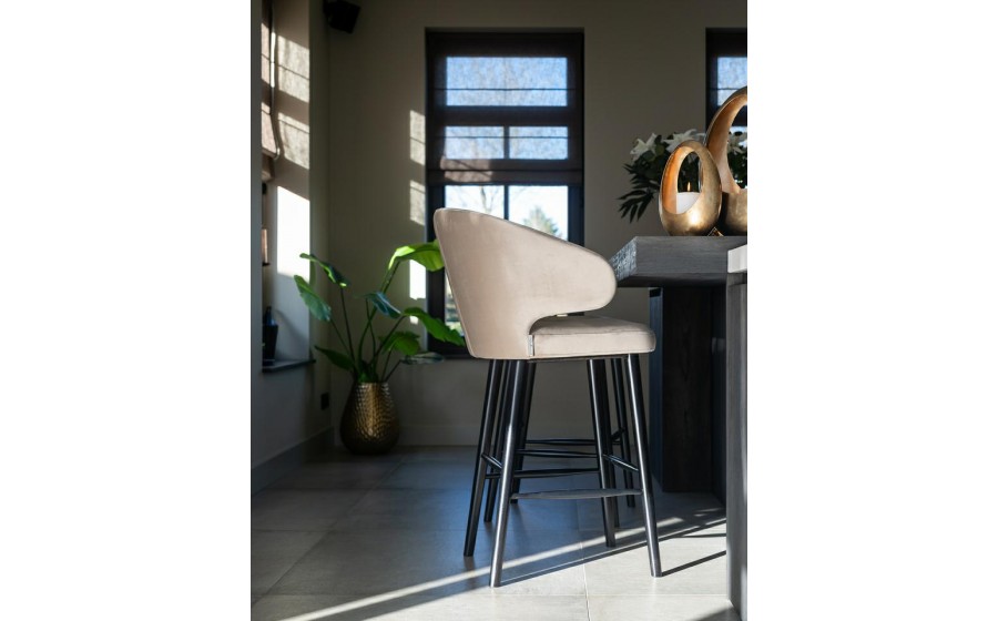 RICHMOND krzesło barowe INDIGO KHAKI 78 - welur