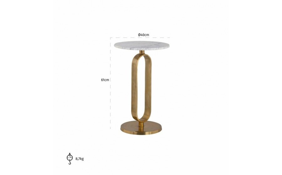 RICHMOND stolik pomocniczy CELINE 40 marmur, złota podstawa