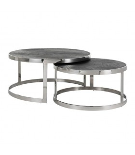 RICHMOND zestaw 2 stolików kawowych BLACKBONE SILVER