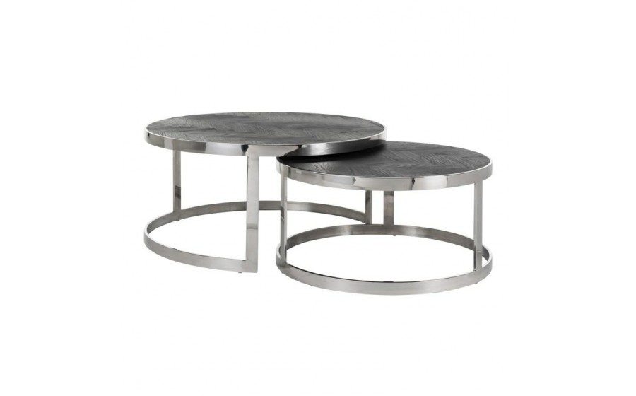 RICHMOND zestaw 2 stolików kawowych BLACKBONE SILVER