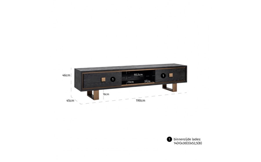 RICHMOND szafka RTV HUNTER czarny dąb