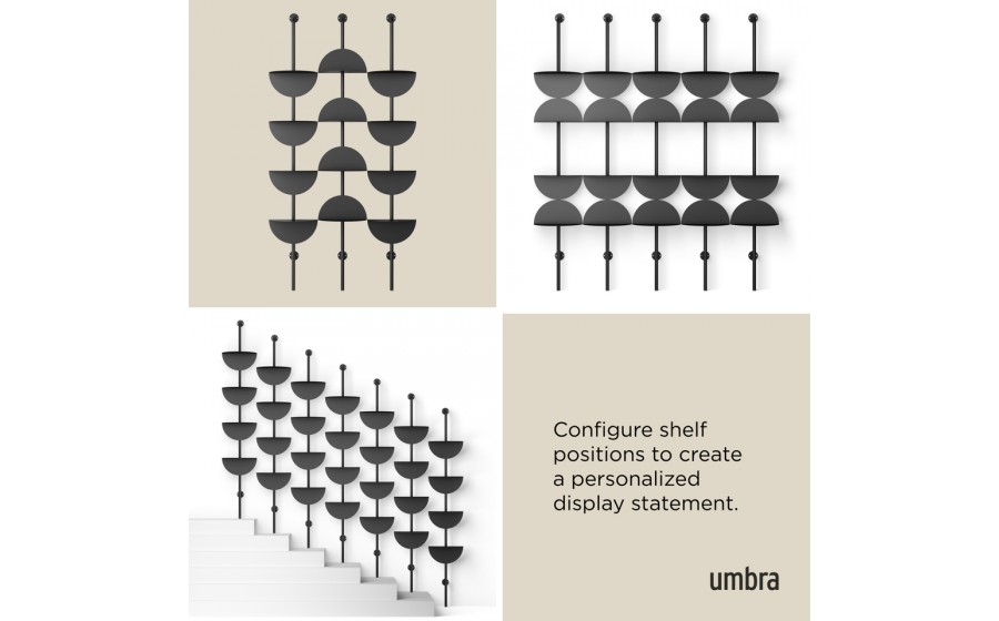 UMBRA regulowane półki ścienne SOLIS  czarne