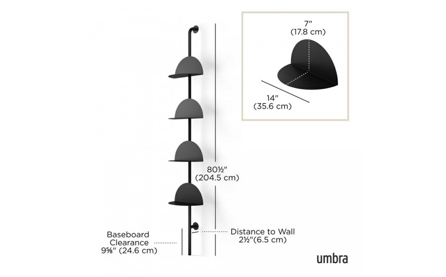 UMBRA regulowane półki ścienne SOLIS  czarne