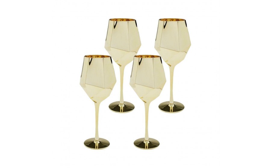 KARE komplet 4 kieliszków do wina  DIAMOND 660 ml złoty