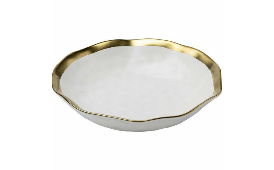 KARE komplet 4 talerzy głębokich BELL 20  cm biało-złoty