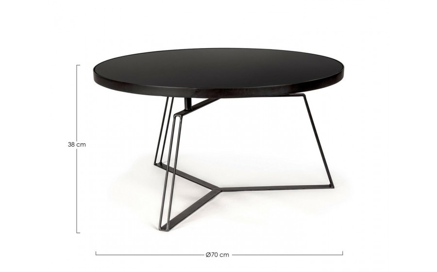 BIZZOTTO stolik kawowy ZAIRA 70 czarny szkło metal