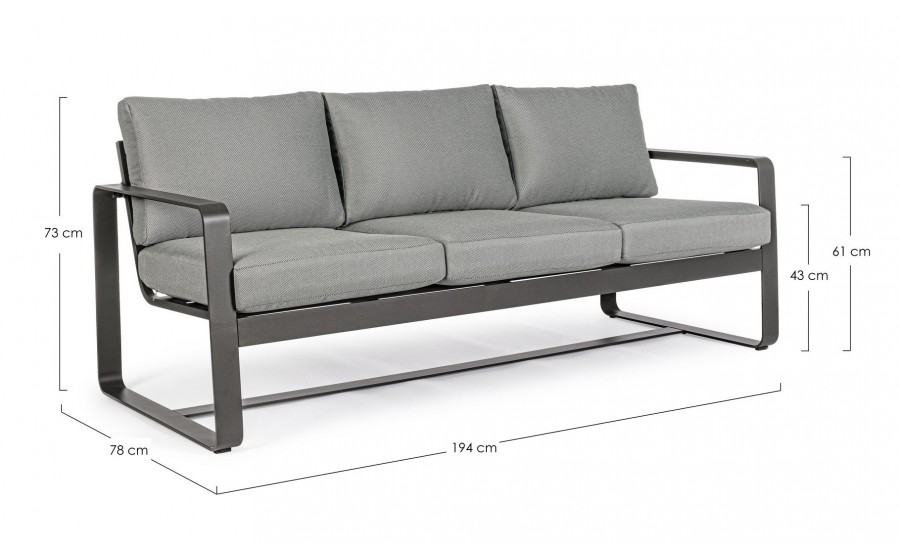 BIZZOTTO sofa 3-osobowa ogrodowa  MERRIGAN szara