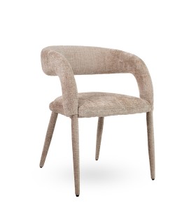 MaMaison krzesło IRIS beżowe, tkanina szenilowa Davis Cremona 14, ergonomiczne krzesło IRIS, eleganckie krzesło do jadalni,