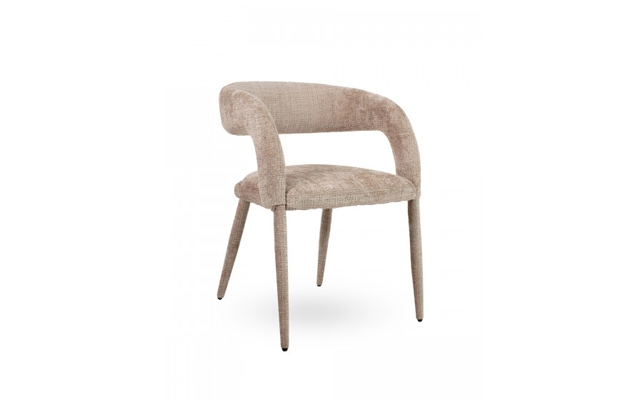 MaMaison krzesło IRIS beżowe, tkanina szenilowa Davis Cremona 14, ergonomiczne krzesło IRIS, eleganckie krzesło do jadalni,