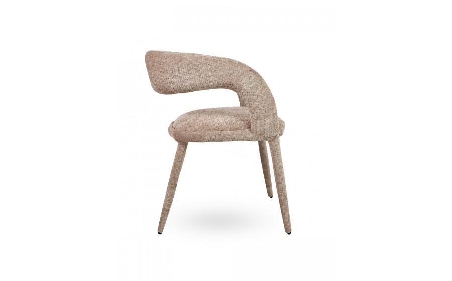 MaMaison krzesło IRIS beżowe, tkanina szenilowa Davis Cremona 14, ergonomiczne krzesło IRIS, eleganckie krzesło do jadalni,