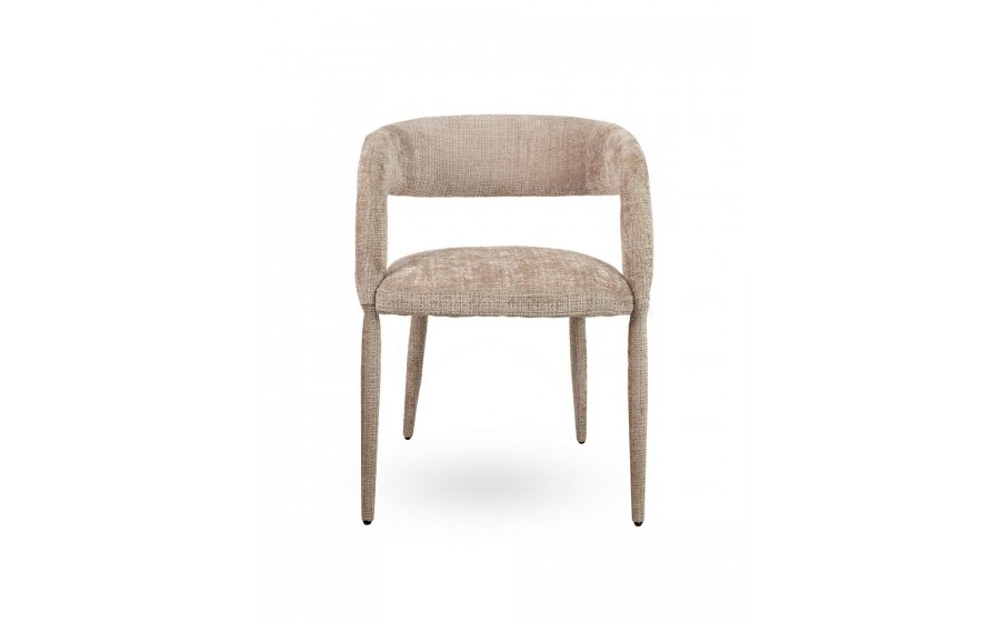 MaMaison krzesło IRIS beżowe, tkanina szenilowa Davis Cremona 14, ergonomiczne krzesło IRIS, eleganckie krzesło do jadalni,