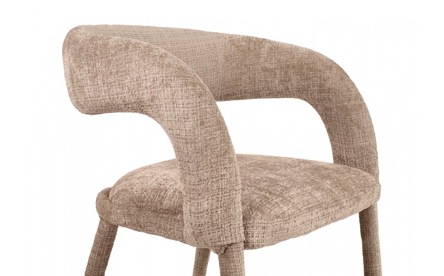 MaMaison krzesło IRIS beżowe, tkanina szenilowa Davis Cremona 14, ergonomiczne krzesło IRIS, eleganckie krzesło do jadalni,