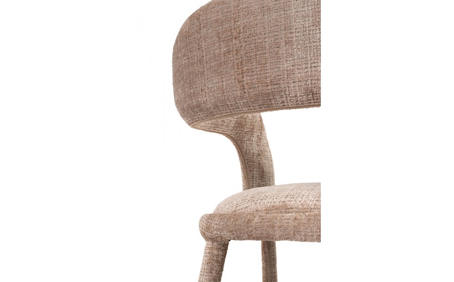 MaMaison krzesło IRIS beżowe, tkanina szenilowa Davis Cremona 14, ergonomiczne krzesło IRIS, eleganckie krzesło do jadalni,