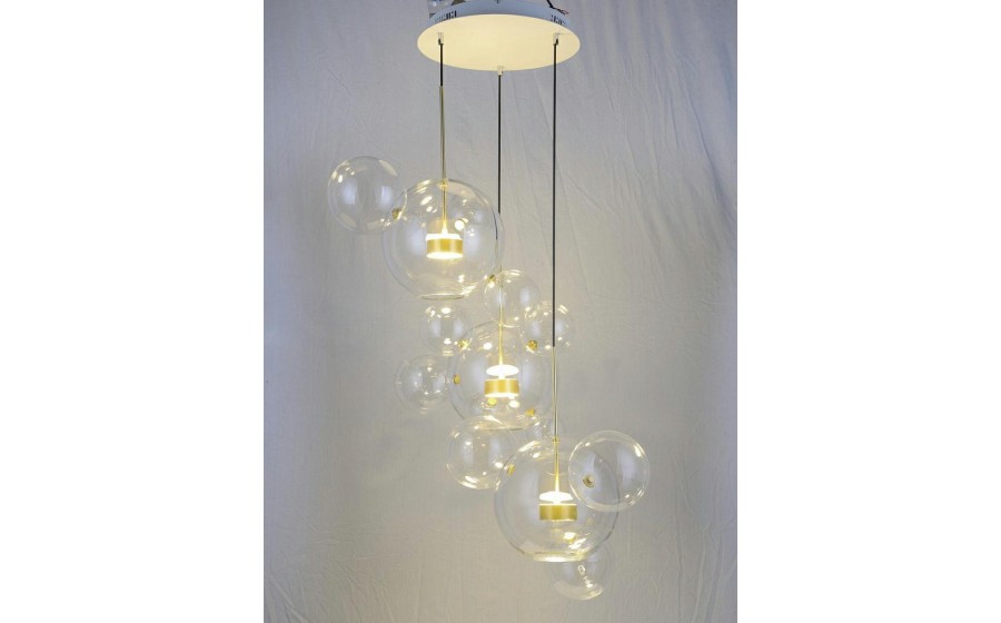 MOOSEE lampa wisząca CAPRI DISC 3 złota  - 180 LED, aluminium, szkło