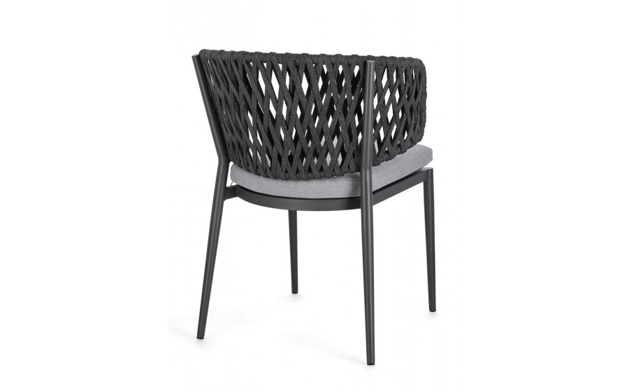 krzesło ogrodowe, aluminium, lina tetoron, poduszka akrylowa, NOELIA MOON,