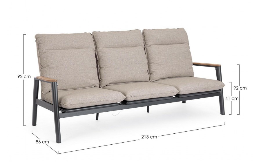BIZZOTTO sofa 3-osobowa ogrodowa MIGUEL  beżowa