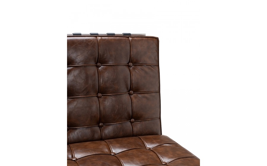 sofa, skóra naturalna, pikowanie, chromowana podstawa, design,