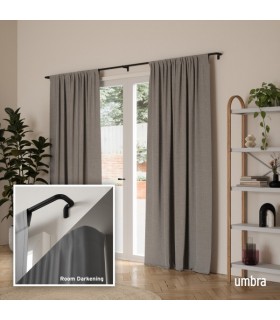 karnisz czarny mat, UMBRA TWILIGHT, regulowany karnisz, zaciemniający karnisz, metalowy karnisz, montaż bez narzędzi,