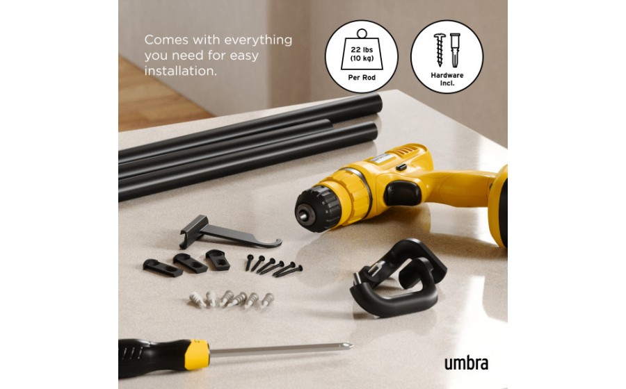 UMBRA karnisz TWILIGHT 168 - 365 cm  czarny mat