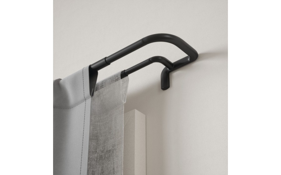 UMBRA karnisz TWILIGHT DOUBLE 76 - 213  cm czarny mat