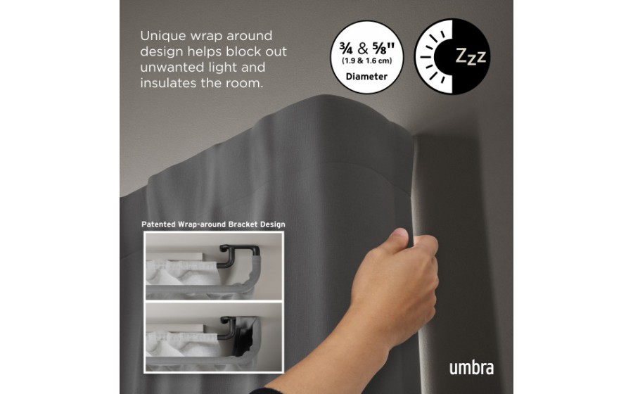 UMBRA karnisz TWILIGHT DOUBLE 76 - 213  cm czarny mat