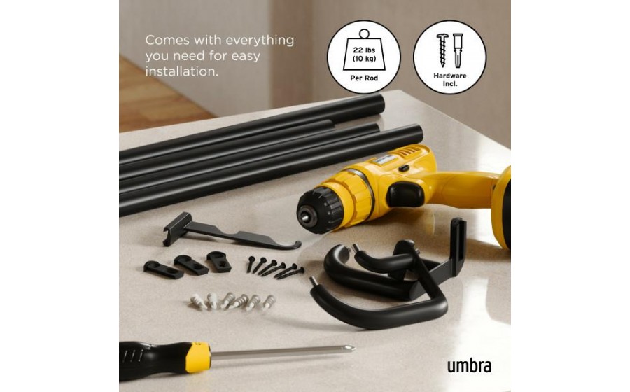 UMBRA karnisz TWILIGHT DOUBLE 76 - 213  cm czarny mat