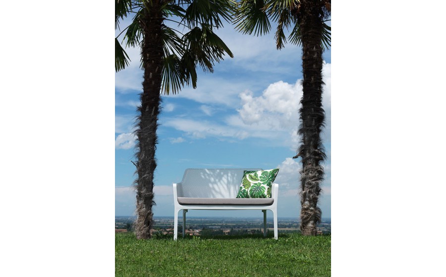 sofa ogrodowa NET, sofa NARDI biała, meble ogrodowe, sofa na taras, sofa ażurowa, ekologiczna sofa,
