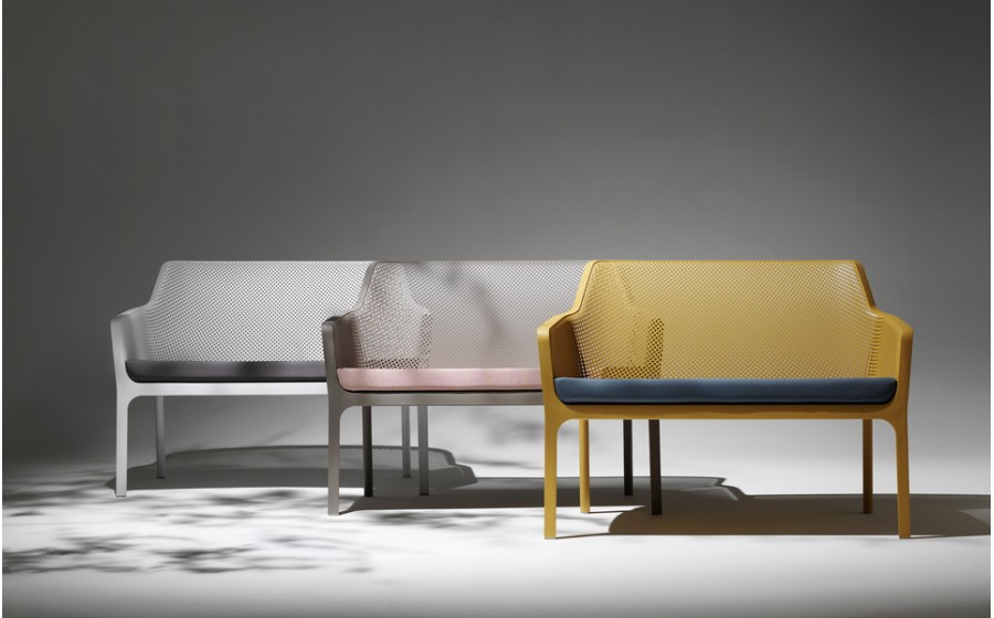 sofa ogrodowa NET, sofa NARDI biała, meble ogrodowe, sofa na taras, sofa ażurowa, ekologiczna sofa,