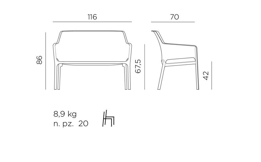 NARDI sofa ogrodowa NET żółta