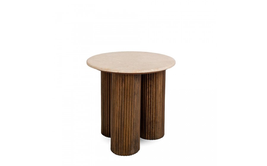 stolik RAGNO, marmur Boto Chino, drewno mango, elegancki stolik, stolik pomocniczy, kolekcja Ragno,