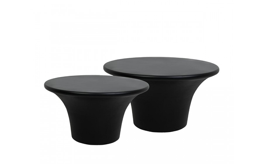 zestaw stolików kawowych, stoliki Podium, stoliki MDF, stoliki czarne, nowoczesny design, stoliki rzeźbiarskie,