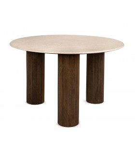 stół RAGNO 120, marmur Boto Chino, drewno mango, stół jadalniany, elegancki stół, design inspirowany naturą,