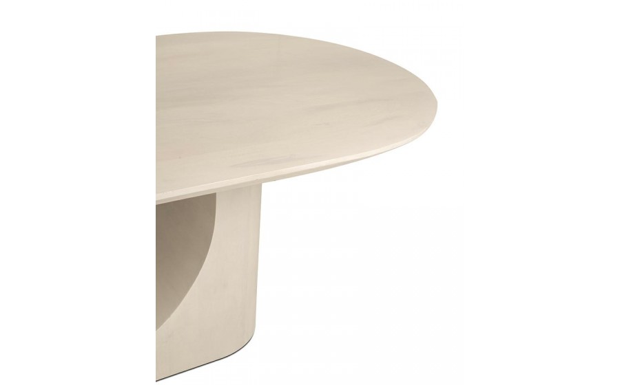 stół ICARO 220, drewno mango, stół beżowy, stół jadalniany, nowoczesny design, łukowa podstawa,